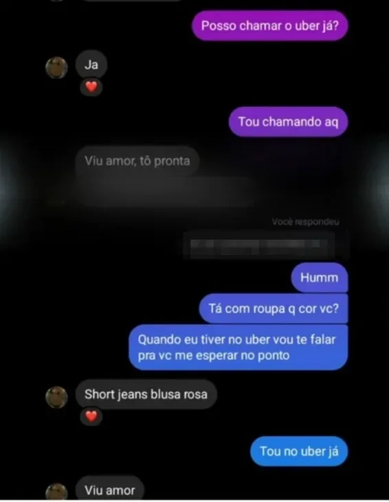 Print da conversa entre Lucas e a suposta mulher — Foto: Acervo pessoal