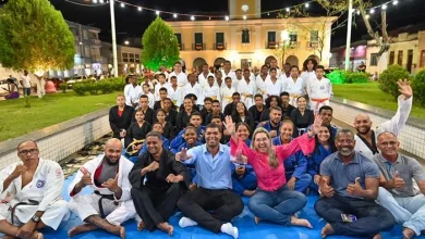 Prefeita Alessandra Gomes participa do 1º Aulão de Artes Marciais em Santo Amaro. Foto: Reprodução/Ascom Santo Amaro