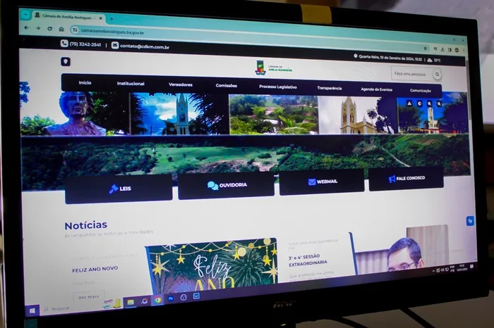 Página inicial do site da Câmara Municipal de Amélia Rodrigues - Foto: Fala Genefax