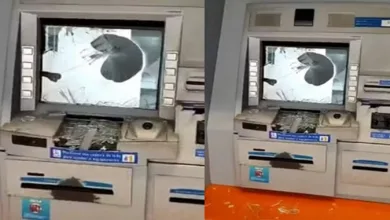 Caixas eletrônicos foram quebrados nesta terça-feira. — Foto: Reprodução/Redes Sociais