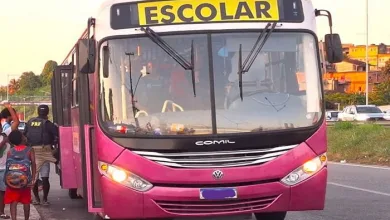 Ônibus que transportava alunos de forma irregular é autuado pela PRF na BR-324 - Foto: Reprodução/NUCOM PRF