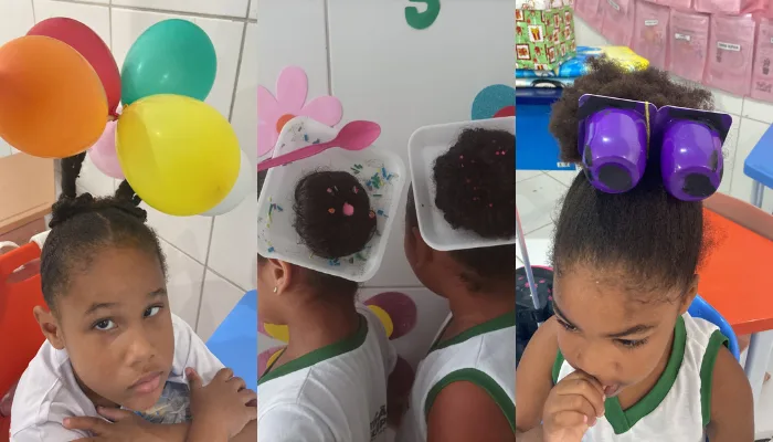 'Dia do Cabelo Maluco' é sucesso entre alunos da Escola Municipal Antônio Antunes, em Conceição do Jacuípe - Foto: Reprodução
