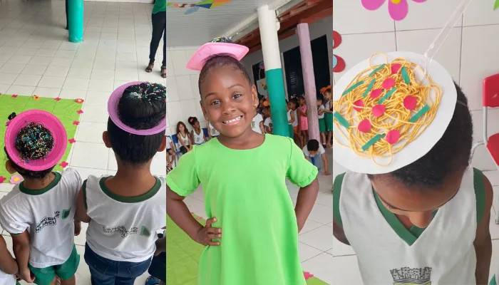 'Dia do Cabelo Maluco' é sucesso entre alunos da Escola Municipal Antônio Antunes, em Conceição do Jacuípe - Foto: Reprodução